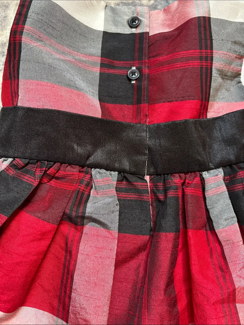 Gymboree Red Black White Plaid Bow Waist Party Dress